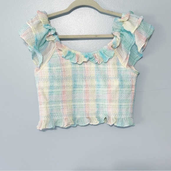 LoveShackFancy Saba Smocked Crop Top & Camilla Mini Skirt Size Large Rainbow - Picture 10 of 14